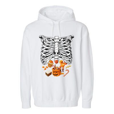 Skeleton Pregnancy Halloween Candy Rib Cage Garment-Dyed Fleece Hoodie