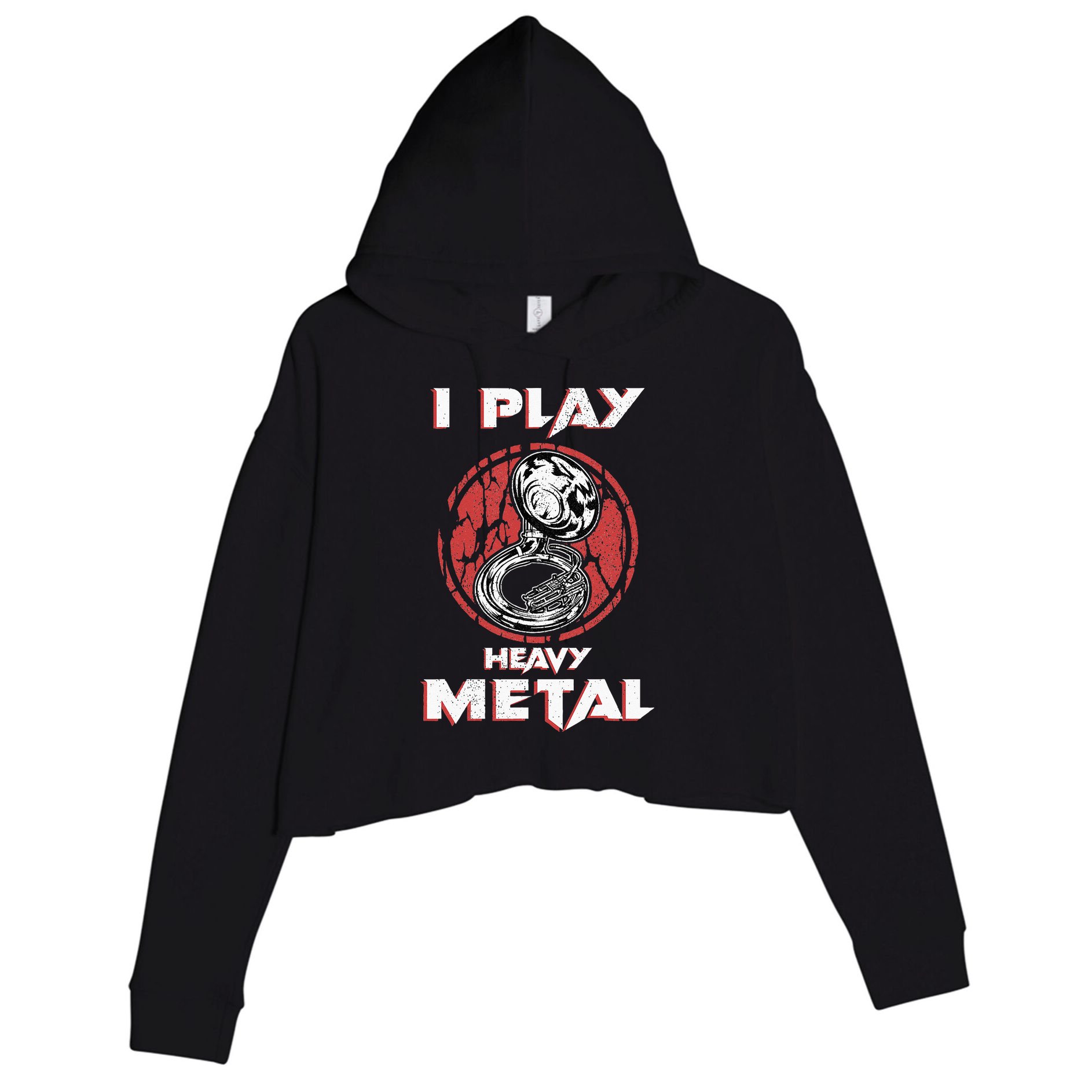 Sousaphone Play Heavy Metal Marching Band Crop Fleece Hoodie