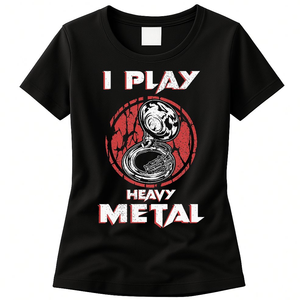 Sousaphone Play Heavy Metal Marching Band Womens T-Shirt