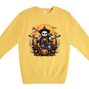 Samurai Panda Halloween Costume Panda Funny Halloween Premium Crewneck Sweatshirt