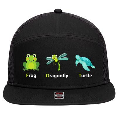Subtle Political Humor Frog Dragonfly Turtle  7 Panel Mesh Trucker Snapback Hat