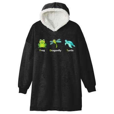 Subtle Political Humor Frog Dragonfly Turtle  Hooded Wearable Blanket