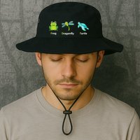 Subtle Political Humor Frog Dragonfly Turtle  Bucket Hat