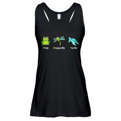 Subtle Political Humor Frog Dragonfly Turtle  Ladies Essential Flowy Tank