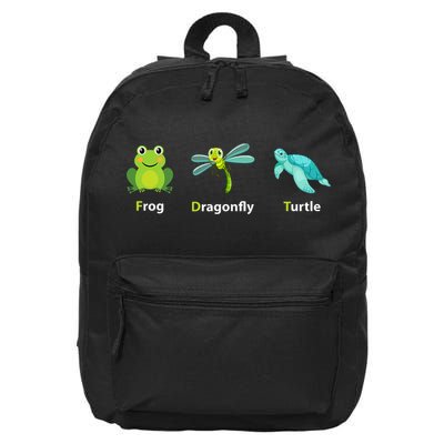 Subtle Political Humor Frog Dragonfly Turtle  16 in Basic Backpack