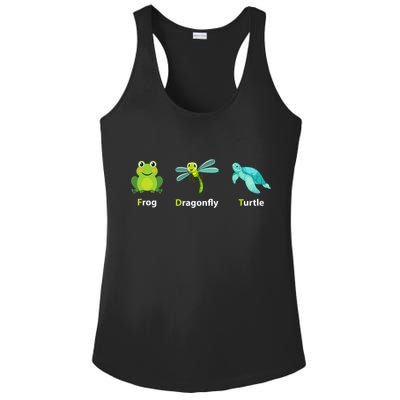 Subtle Political Humor Frog Dragonfly Turtle  Ladies PosiCharge Competitor Racerback Tank