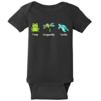 Subtle Political Humor Frog Dragonfly Turtle  Baby Bodysuit