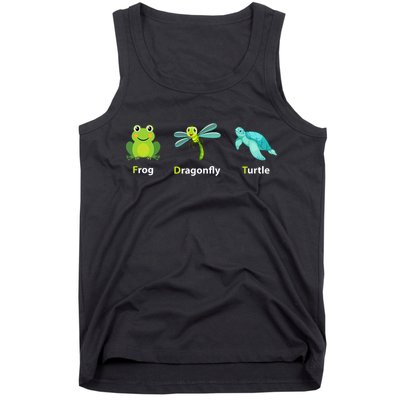 Subtle Political Humor Frog Dragonfly Turtle  Tank Top