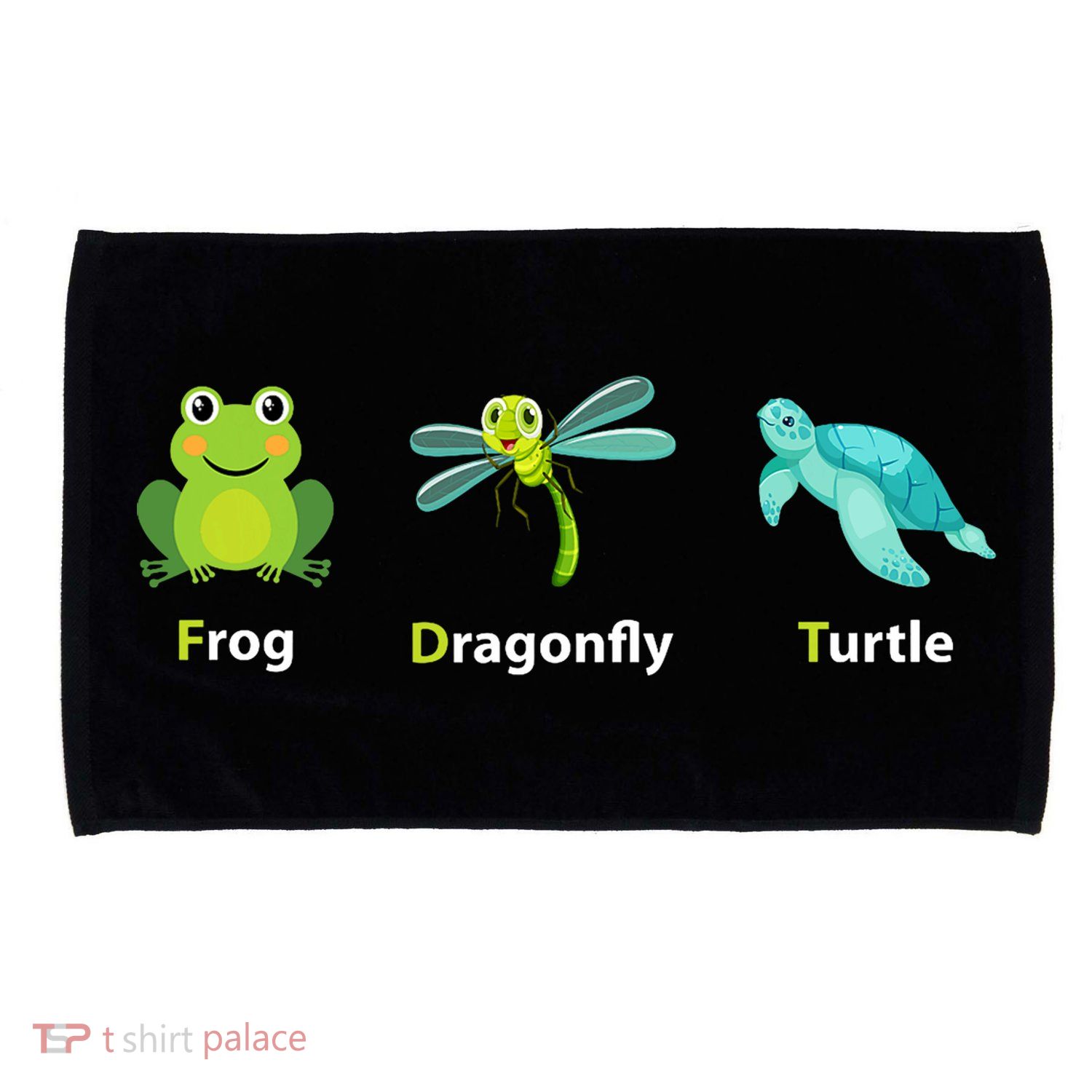 Subtle Political Humor Frog Dragonfly Turtle  Microfiber Hand Towel