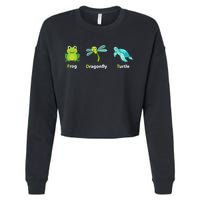 Subtle Political Humor Frog Dragonfly Turtle  Cropped Pullover Crew