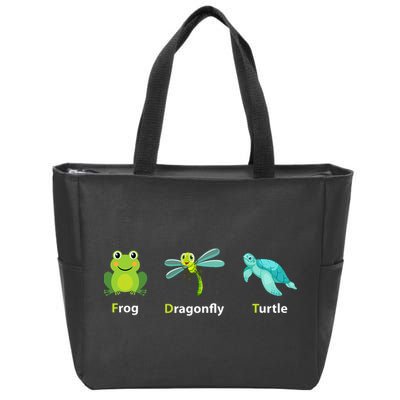 Subtle Political Humor Frog Dragonfly Turtle  Zip Tote Bag
