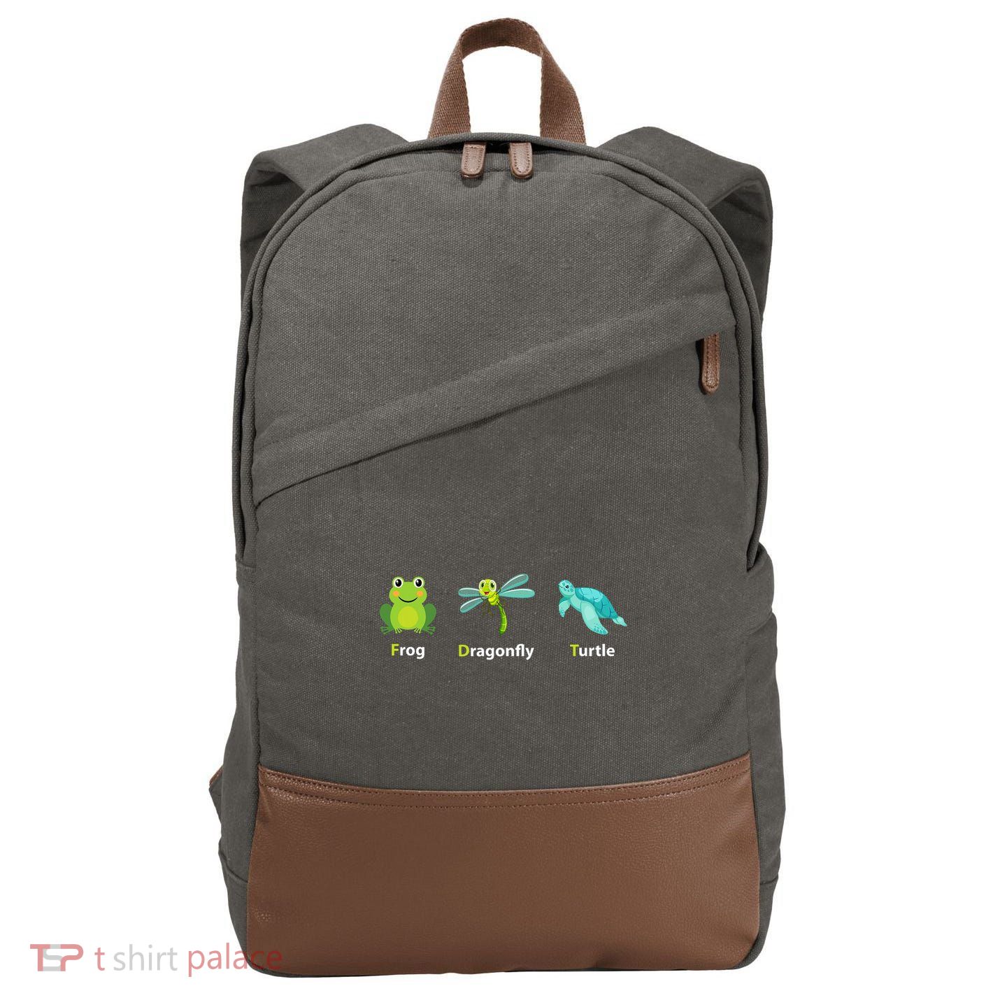 Subtle Political Humor Frog Dragonfly Turtle  Cotton Canvas Backpack