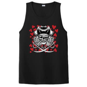 Skull Pirate Hearts Valentines Day Cute Jolly Roger Boy PosiCharge Competitor Tank