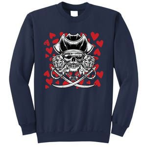 Skull Pirate Hearts Valentines Day Cute Jolly Roger Boy Sweatshirt