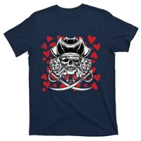 Skull Pirate Hearts Valentines Day Cute Jolly Roger Boy T-Shirt