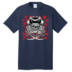 Skull Pirate Hearts Valentines Day Cute Jolly Roger Boy Tall T-Shirt