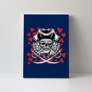 Skull Pirate Hearts Valentines Day Cute Jolly Roger Boy Canvas