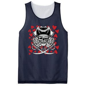 Skull Pirate Hearts Valentines Day Cute Jolly Roger Boy Mesh Reversible Basketball Jersey Tank