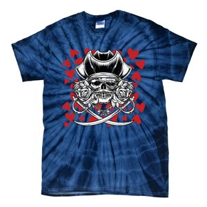 Skull Pirate Hearts Valentines Day Cute Jolly Roger Boy Tie-Dye T-Shirt