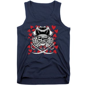 Skull Pirate Hearts Valentines Day Cute Jolly Roger Boy Tank Top