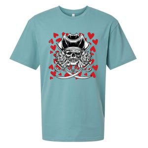 Skull Pirate Hearts Valentines Day Cute Jolly Roger Boy Sueded Cloud Jersey T-Shirt