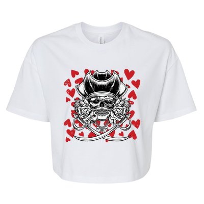 Skull Pirate Hearts Valentines Day Cute Jolly Roger Boy Bella+Canvas Jersey Crop Tee