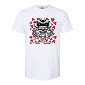 Skull Pirate Hearts Valentines Day Cute Jolly Roger Boy Softstyle CVC T-Shirt