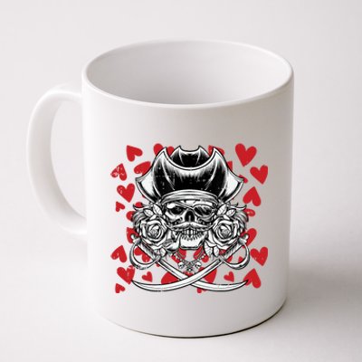 Skull Pirate Hearts Valentines Day Cute Jolly Roger Boy Coffee Mug