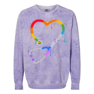 Safe Person Heart Stethoscope Nurse CNA Doctor LGBTQ Ally Colorblast Crewneck Sweatshirt