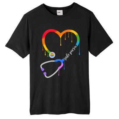 Safe Person Heart Stethoscope Nurse CNA Doctor LGBTQ Ally Tall Fusion ChromaSoft Performance T-Shirt