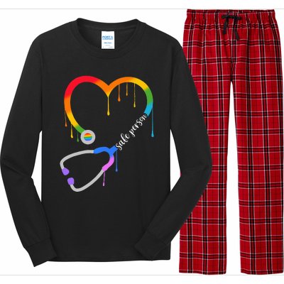 Safe Person Heart Stethoscope Nurse CNA Doctor LGBTQ Ally Long Sleeve Pajama Set