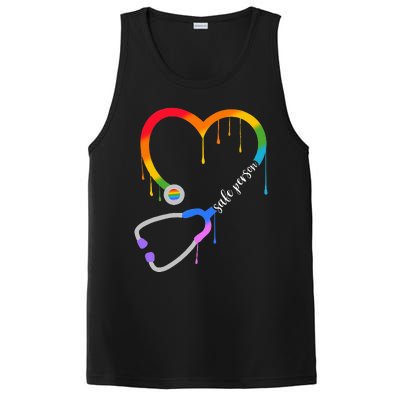 Safe Person Heart Stethoscope Nurse CNA Doctor LGBTQ Ally PosiCharge Competitor Tank