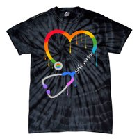 Safe Person Heart Stethoscope Nurse CNA Doctor LGBTQ Ally Tie-Dye T-Shirt