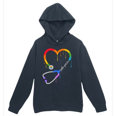 Safe Person Heart Stethoscope Nurse CNA Doctor LGBTQ Ally Urban Pullover Hoodie