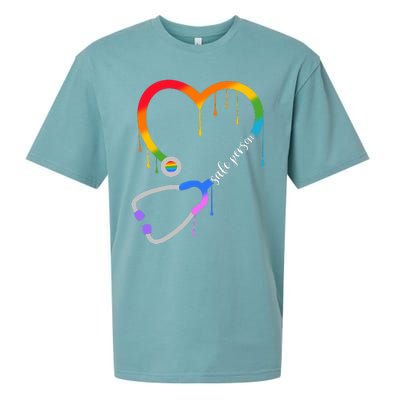 Safe Person Heart Stethoscope Nurse CNA Doctor LGBTQ Ally Sueded Cloud Jersey T-Shirt