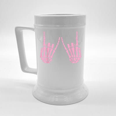 Skeleton Pink Hand Gestures Halloween Rock Skeleton Hands Beer Stein