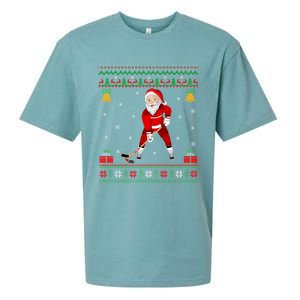 Santa Playing Hockey Sports Ugly Ice Hockey Christmas Great Gift Sueded Cloud Jersey T-Shirt