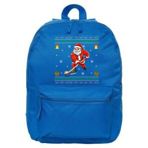 Santa Playing Hockey Sports Ugly Ice Hockey Christmas Funny Gift 16 in Basic Backpack