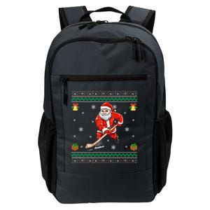 Santa Playing Hockey Sports Ugly Ice Hockey Christmas Funny Gift Daily Commute Backpack