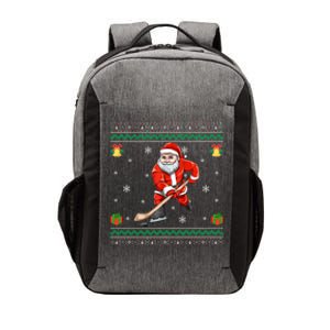 Santa Playing Hockey Sports Ugly Ice Hockey Christmas Funny Gift Vector Backpack