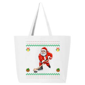 Santa Playing Hockey Sports Ugly Ice Hockey Christmas Funny Gift 25L Jumbo Tote