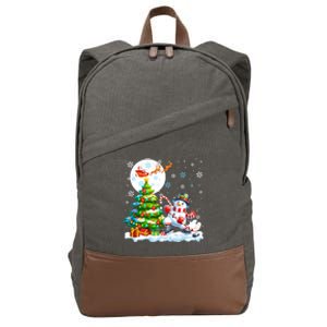 Snow Playing Hockey Xmas Tree Colorful Costume Player Gift Cotton Canvas Backpack