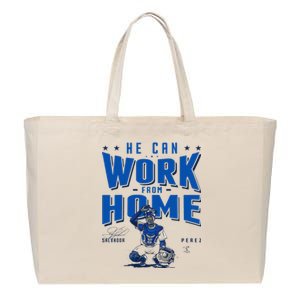 Salvador Perez He Can Work From Home Apparel Cotton Canvas Jumbo Tote