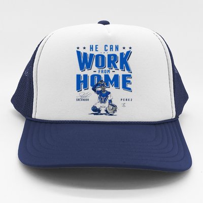 Salvador Perez He Can Work From Home Apparel Trucker Hat