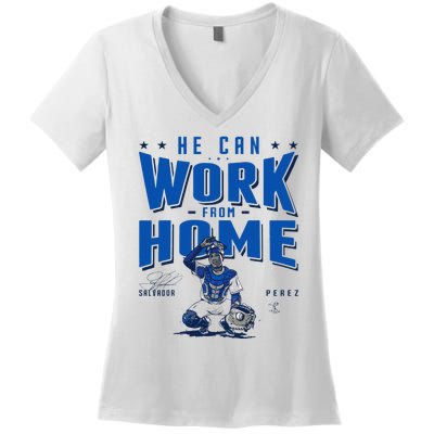 Salvador Perez He Can Work From Home Apparel Women's V-Neck T-Shirt