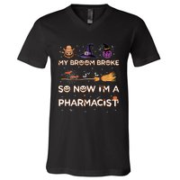 Spooky Pharmacist Halloween Costume Pharmacist Apparel V-Neck T-Shirt