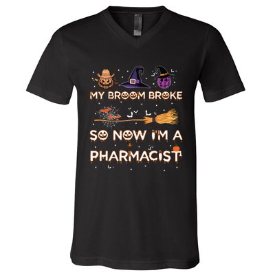 Spooky Pharmacist Halloween Costume Pharmacist Apparel V-Neck T-Shirt