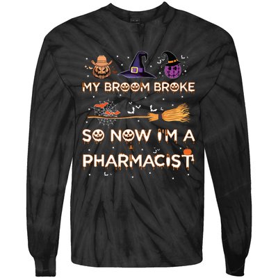 Spooky Pharmacist Halloween Costume Pharmacist Apparel Tie-Dye Long Sleeve Shirt