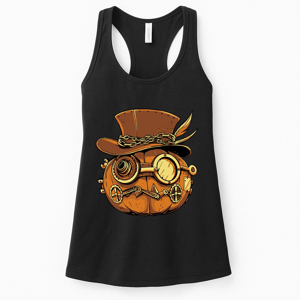 Steampunk Pumpkin Halloween Womens Tank Top