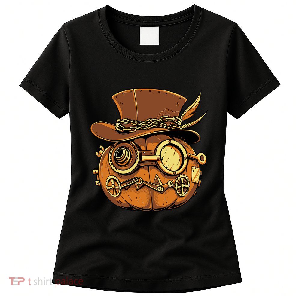 Steampunk Pumpkin Halloween Womens T-Shirt